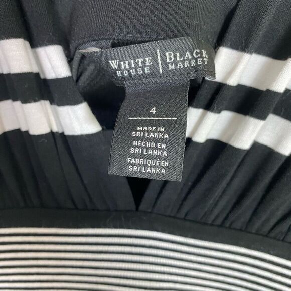 WHBM Genius Convertible Black & White Striped Sleeveless Midi Dress Size 4 - Picture 4 of 5